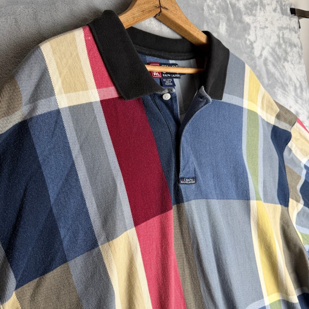 Chaps Ralph Lauren Multicolor Plaid Color Block Stiped Polo Shirt 2XB